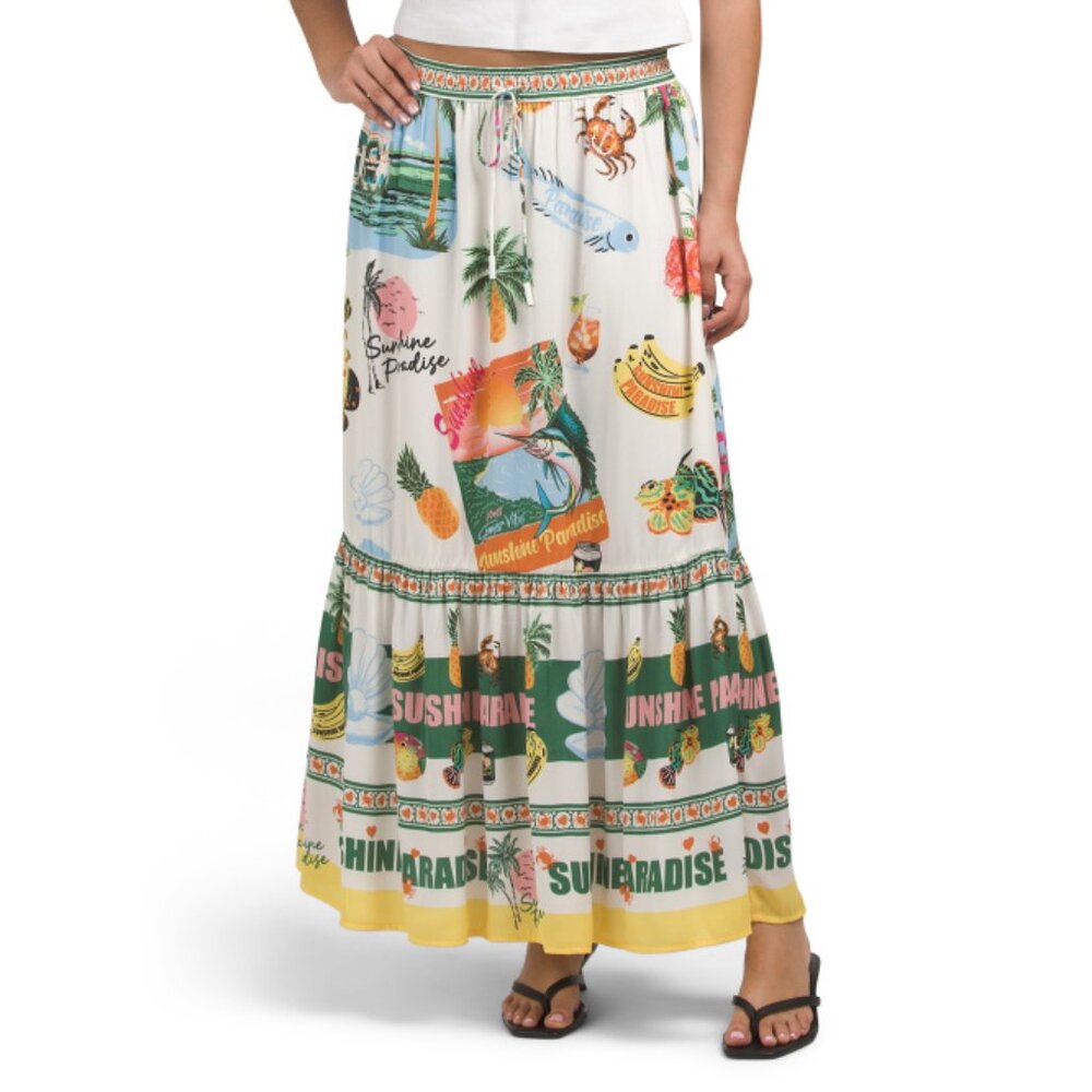 Rachel Zoe | Printed Maxi Skirt With Tie Front | NWT